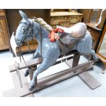 20th Century carved and painted dapple grey rocking horse,
