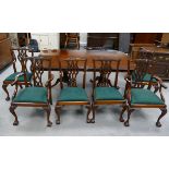 Large mahogany Chippendale style extending dining table (2.5m x 1.