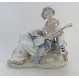 Nao large porcelain figure of a geisha lady seated playing a mandalin, height 30,