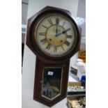 Victorian mahogany cased wall clock with octagonal mount