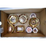 A collection of Royal Crown Derby Imari small items including box & cover,