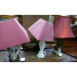 Three modern table lamps and shades(3)