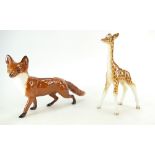 Beswick large fox 1440 and Giraffe 853 (2)