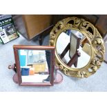 Reproduction circular French style guilt framed mirror,