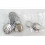 A quantity of pre 1946 silver coins (275.9g), together with pre 1920 silver coins (53.2g).