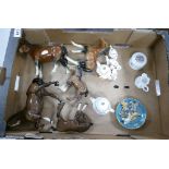 A mixed collection of items to include Royal Doulton horse, Minton bonbon dish, Wade whimsies,