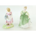 A collection of Royal Doulton figures including Mary Mary HN2044 (seconds), Pearly Boy HN2035,