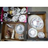 A mixed collection of items to include Portmerion teaset, two teapots, Wedgwood,