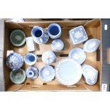 A collection of Wedgwood jasperware including trinkets,