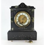 Slate decorated Art Deco mantle clock with key