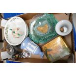 A mixed collection of items to include Portmerion bowl, Crown Devon toffee tin, Wedgwood jasperware,