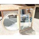 Circular guilt farmed wall hanging mirror with similar bevel edge rectangular mirror (2)