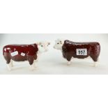 Beswick Hereford Bull 949 and Cow 1360 (2)