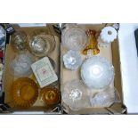 A collection of pressed glass items to include bowls, vases,