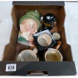 A collection of character jugs to include large Beswick Micawber, smaller Martin Chuzzlewit,