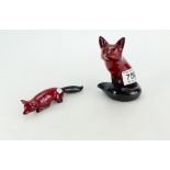 Royal Doulton Flambe Fox and similar larger seated fox