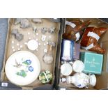 A collection of items including Aynsley cottage garden lampbase, Portmerrion chicken dishes,