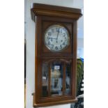 Oak cased German wall clock (re-finished) (key to be collected from the office)