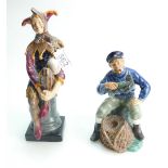 Royal Doulton figure The Jester HN2016 (end of one bobble missing) and Lobster Man HN2317 (tiny