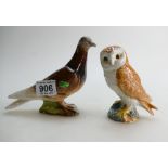 A Beswick pigeon ( model 1383B ) and a model of a owl ( model 2026) .