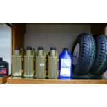 A selection of vehicle oils and petrol's to include Triple QX VW-30,