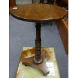 Victorian oak circular tripod table with turned column