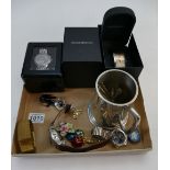 A collection of gentlemans wristwatches including Emporio Armani watch, boxed with papers, Pulsar,