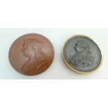 George III commemorative base metal medallion dated 1809 and Queen Victoria 1837 commemorative