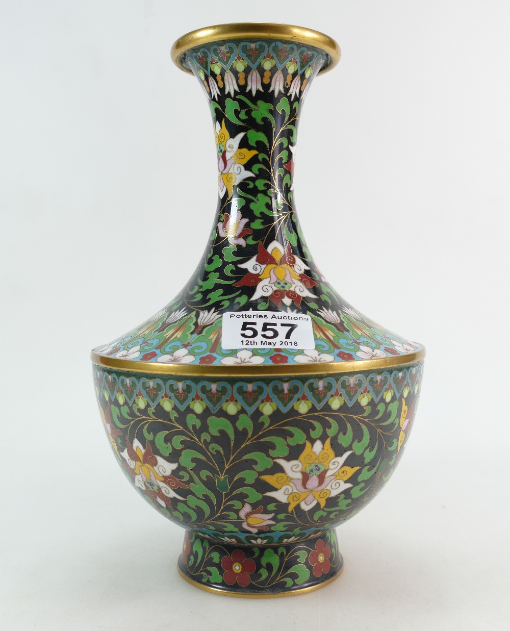 Chinese cloisonne vase decorated in a floral design, height 26.