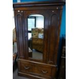 Victorian burr walnut single mirror door wardrobe,
