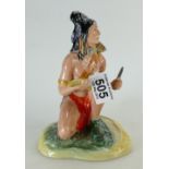 Kevin Francis Peggy Davies figure of seated Indian Chief, in a different green,