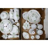 A collection of green and white floral decorated dinner and ornamental ceramic items(2 trays)