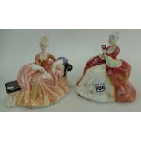 Royal Doulton lady figures Wistful HN2196 and Reverie HN2306 (seconds)