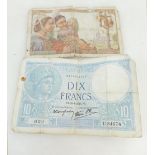 A Vintage 20 and a 10 franc note (2)