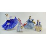 A collection of Royal Doulton figures comprising Elaine HN2791 (chip to edge of dress),Elyse HN2429,