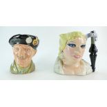 Royal Doulton large character jug Mae West (seconds) and similar character jug Monty D6202 (2)