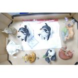 A collection of various Franklin Mint porcelain comical animals,