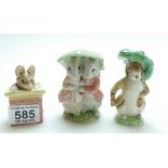 Royal Albert Beatrix Potter figurines, Benjamin Bunny, Tom Thumb and Goody & timmy Tiptoes.