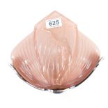 An original Art Deco chrome wall lamp with pink glass shade moulded with a Deco Lady