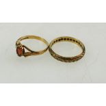 9ct gold ladies ring set with precious stone, size M and 9ct eternity ring, size Q, 3.