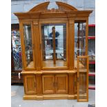 Quality reproduction light walnut Queen Anne style display unit,