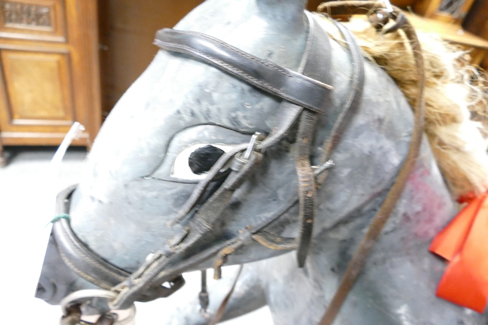 20th Century carved and painted dapple grey rocking horse, - Image 3 of 4