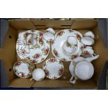 Royal Albert Old Country Roses tea ware including two tier plate stand, cake stand, six cups,