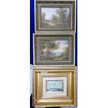 A pair of landscape oil paintings 12cm x 16.