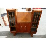 Light oak Art Nouveau style bookcase bureau