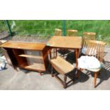 Reproduction mid century style drop leaf table with four matching chairs,
