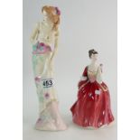 Royal Doulton lady figures Flower Of Love HN3970 and Summer Fragrance HN4195 (2)