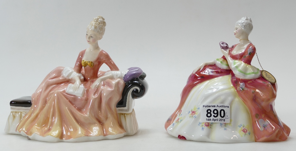 Royal Doulton lady figures Wistful HN2196 and Reverie HN2306 (seconds)