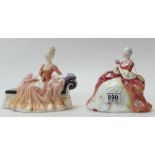 Royal Doulton lady figures Wistful HN2196 and Reverie HN2306 (seconds)