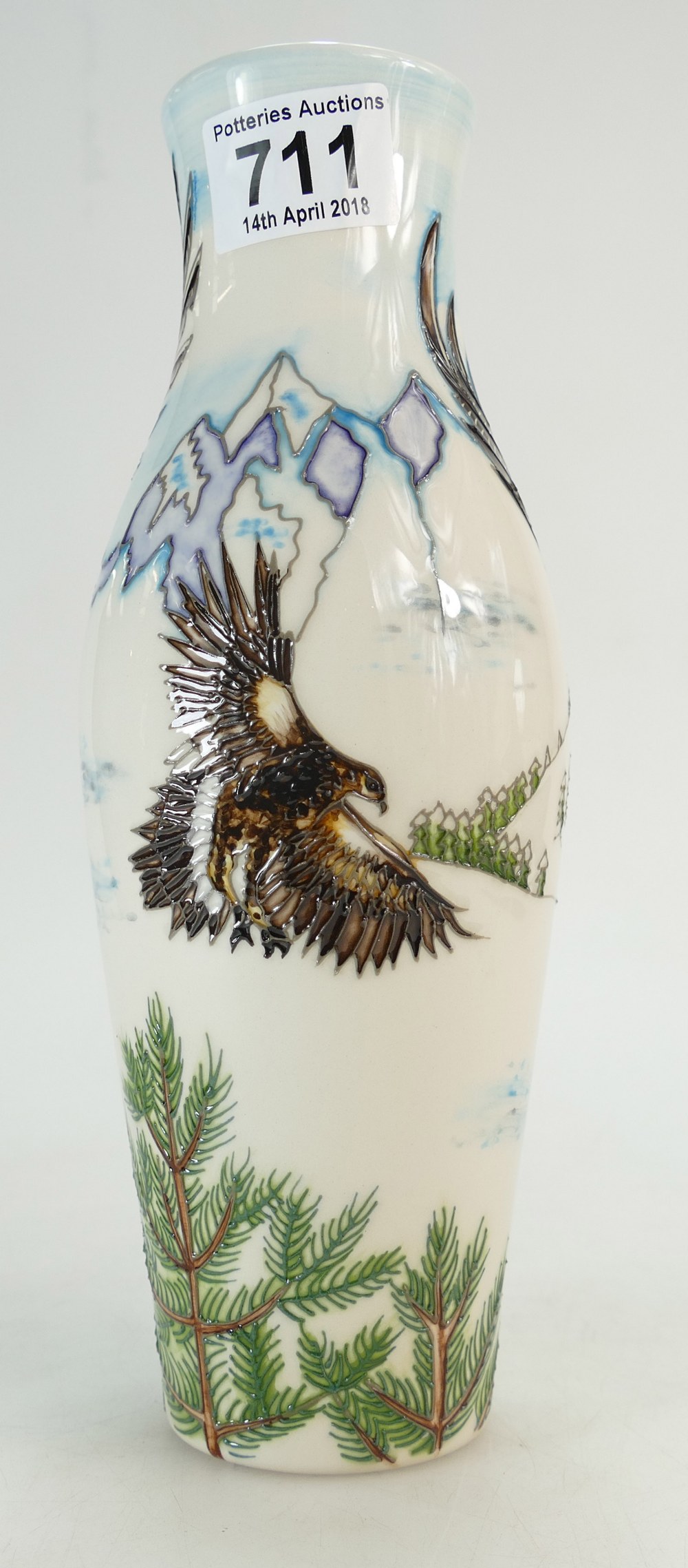Moorcroft tall vase with eagle design, h